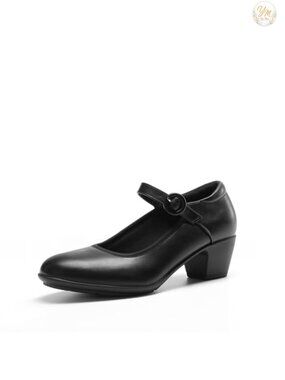 Women's Mary Jane Low Chunky Heels Faux Leather Slip-Resistant